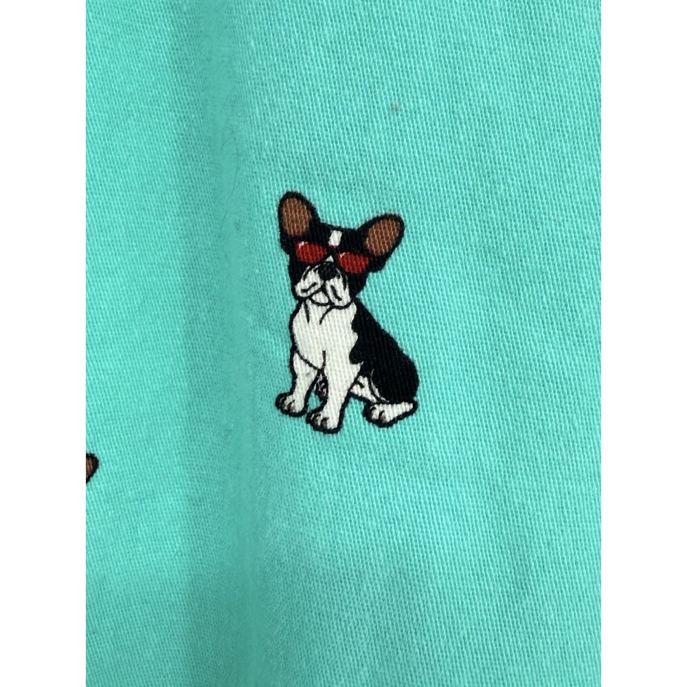 Plugg Flex Mens Sz 30 French Bulldog Bermuda Shorts Teal Green Flex Waist Dog - Picture 4 of 9